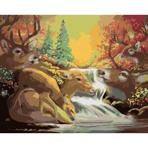 Zuty – Maľovanie podľa čísel – Jeleň a vodopád (D. Rusty Rust), 80 × 100 cm, plátno + rám Zuty – Maľovanie podľa čísel – Jeleň a vodopád (D. Rusty Rust), 80 × 100 cm, plátno + rám