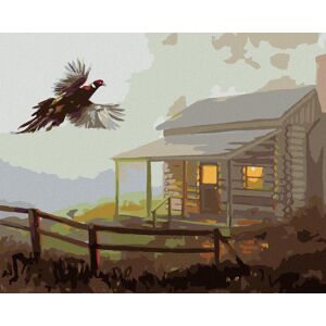 Zuty – Maľovanie podľa čísel – Bažant a chata v hmle (D. Rusty Rust), 80 × 100 cm, plátno + rám Zuty – Maľovanie podľa čísel – Bažant a chata v hmle (D. Rusty Rust), 80 × 100 cm, plátno + rám