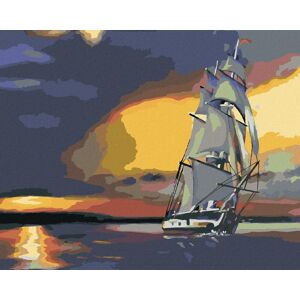 Zuty – Maľovanie podľa čísel – Plachetnica a západ slnka (D. Rusty Rust), 80 × 100 cm, plátno + rám Zuty – Maľovanie podľa čísel – Plachetnica a západ slnka (D. Rusty Rust), 80 × 100 cm, plátno + rám