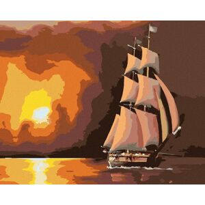 Zuty – Maľovanie podľa čísel – Plachetnica a červený západ slnka (D. Rusty Rust), 80 × 100 cm, plátno + rám Zuty – Maľovanie podľa čísel – Plachetnica a červený západ slnka (D. Rusty Rust), 80 × 100 cm, plátno + rám