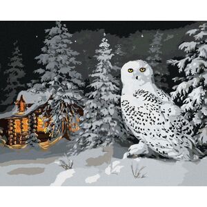 Zuty – Maľovanie Podľa Čísel – Snežná Sova V Lese A Chata V Zime (D. Rusty Rust), 80 × 100 cm, Plátno + Rám Zuty – Maľovanie Podľa Čísel – Snežná Sova V Lese A Chata V Zime (D. Rusty Rust), 80 × 100 cm, Plátno + Rám