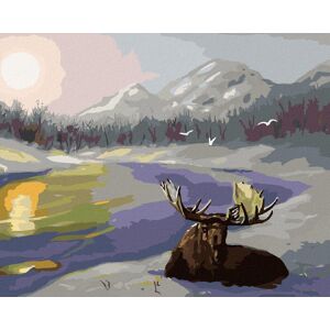 Zuty – Maľovanie Podľa Čísel – Los Ležiaci Na Snehu A Rieka (D. Rusty Rust), 80 × 100 cm, Plátno + Rám Zuty – Maľovanie Podľa Čísel – Los Ležiaci Na Snehu A Rieka (D. Rusty Rust), 80 × 100 cm, Plátno + Rám