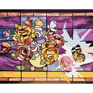 Zuty – Maľovanie Podľa Čísel – Mozaika Kytica Vo Váze A Motýľ (D. Rusty Rust), 80 × 100 cm, Plátno + Rám Zuty – Maľovanie Podľa Čísel – Mozaika Kytica Vo Váze A Motýľ (D. Rusty Rust), 80 × 100 cm, Plátno + Rám