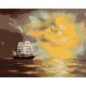 Zuty – Maľovanie podľa čísel – Plachetnica a slnko v mrakoch (D. Rusty Rust), 80 × 100 cm, plátno + rám Zuty – Maľovanie podľa čísel – Plachetnica a slnko v mrakoch (D. Rusty Rust), 80 × 100 cm, plátno + rám
