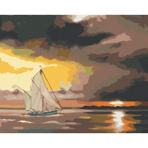 Zuty – Maľovanie podľa čísel – Plachetnica a slnko za skalami (D. Rusty Rust), 80 × 100 cm, plátno + rám Zuty – Maľovanie podľa čísel – Plachetnica a slnko za skalami (D. Rusty Rust), 80 × 100 cm, plátno + rám