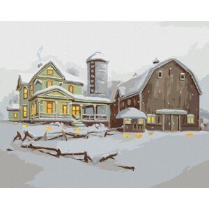 Zuty – Maľovanie podľa čísel – Dom so stodolou v zime (D. Rusty Rust), 80 × 100 cm, plátno + rám Zuty – Maľovanie podľa čísel – Dom so stodolou v zime (D. Rusty Rust), 80 × 100 cm, plátno + rám