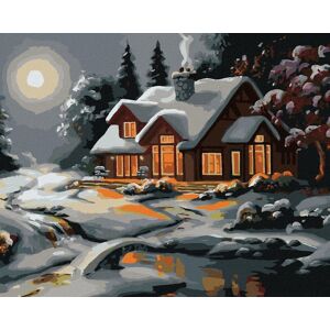 Zuty – Maľovanie podľa čísel – Zasnežený dom po súmraku (D. Rusty Rust), 80 × 100 cm, plátno + rám Zuty – Maľovanie podľa čísel – Zasnežený dom po súmraku (D. Rusty Rust), 80 × 100 cm, plátno + rám
