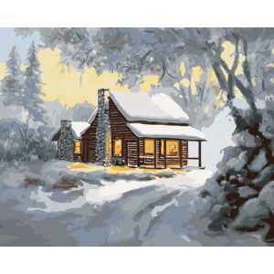 Zuty – Maľovanie Podľa Čísel – Zasnežený Zrub Pri Svitaní (D. Rusty Rust), 80 × 100 cm, Plátno + Rám Zuty – Maľovanie Podľa Čísel – Zasnežený Zrub Pri Svitaní (D. Rusty Rust), 80 × 100 cm, Plátno + Rám