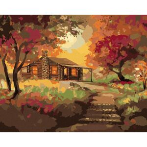 Zuty – Maľovanie podľa čísel – Zrub pri západe slnka na jeseň (D. Rusty Rust), 80 × 100 cm, plátno + rám Zuty – Maľovanie podľa čísel – Zrub pri západe slnka na jeseň (D. Rusty Rust), 80 × 100 cm, plátno + rám