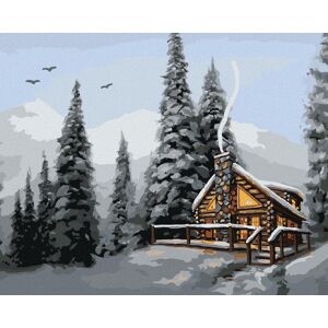 Zuty – Maľovanie podľa čísel – Zasnežený zrub v lese (D. Rusty Rust), 80 × 100 cm, plátno + rám Zuty – Maľovanie podľa čísel – Zasnežený zrub v lese (D. Rusty Rust), 80 × 100 cm, plátno + rám