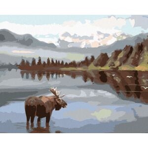 Zuty – Maľovanie podľa čísel – Los stojaci vo vode (D. Rusty Rust), 80 × 100 cm, plátno + rám Zuty – Maľovanie podľa čísel – Los stojaci vo vode (D. Rusty Rust), 80 × 100 cm, plátno + rám