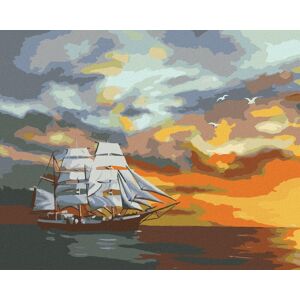 Zuty – Maľovanie podľa čísel – Veľká plachetnica po súmraku (D. Rusty Rust), 80 × 100 cm, plátno + rám Zuty – Maľovanie podľa čísel – Veľká plachetnica po súmraku (D. Rusty Rust), 80 × 100 cm, plátno + rám
