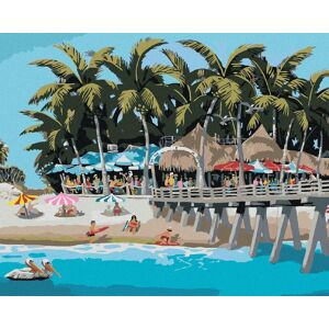 Zuty – Maľovanie Podľa Čísel – Stánky Pri Móle A Pláž (Robert Johnson), 80 × 100 cm, Plátno + Rám Zuty – Maľovanie Podľa Čísel – Stánky Pri Móle A Pláž (Robert Johnson), 80 × 100 cm, Plátno + Rám