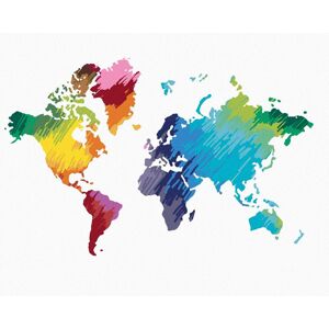 Zuty – Maľovanie Podľa Čísel – Farebná Mapa Sveta Iv, 80 × 100 cm, Plátno + Rám Zuty – Maľovanie Podľa Čísel – Farebná Mapa Sveta Iv, 80 × 100 cm, Plátno + Rám