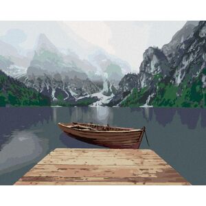 Zuty – Maľovanie Podľa Čísel – Hory Pri Jazere S Loďkou, 80 × 100 cm, Plátno + Rám Zuty – Maľovanie Podľa Čísel – Hory Pri Jazere S Loďkou, 80 × 100 cm, Plátno + Rám
