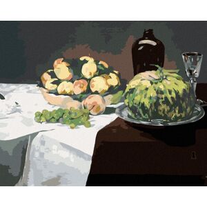 Zuty – Maľovanie Podľa Čísel – Zátišie S Melónom A Broskyňami (Édouard Manet), 80 × 100 cm, Plátno + Rám Zuty – Maľovanie Podľa Čísel – Zátišie S Melónom A Broskyňami (Édouard Manet), 80 × 100 cm, Plátno + Rám