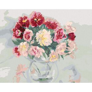 Diamondi – FAREBNÉ PIVONKY VO VÁZE, 40 × 50 cm, napnuté plátno na rám Diamondi – FAREBNÉ PIVONKY VO VÁZE, 40 × 50 cm, napnuté plátno na rám