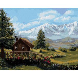 Diamondi – Diamantové maľovanie – CHATA V HORSKEJ KRAJINE, 40 × 50 cm, vypnuté plátno na rám Diamondi – Diamantové maľovanie – CHATA V HORSKEJ KRAJINE, 40 × 50 cm, vypnuté plátno na rám