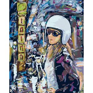 Diamondi – Diamantové maľovanie – MOTORKÁRKA V MESTE, 40 × 50 cm, bez rámu a bez vypnutia plátna Diamondi – Diamantové maľovanie – MOTORKÁRKA V MESTE, 40 × 50 cm, bez rámu a bez vypnutia plátna