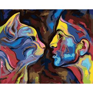 zuty Abstrakcia ženy a mačky, 40×50 cm, vypnuté plátno na rám zuty Abstrakcia ženy a mačky, 40×50 cm, vypnuté plátno na rám