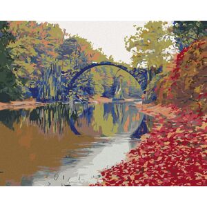 zuty Farebná jesenná scéna mosta, 80 × 100 cm, vypnuté plátno na rám zuty Farebná jesenná scéna mosta, 80 × 100 cm, vypnuté plátno na rám