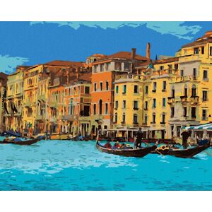 zuty Benátky s turistami, 40 × 50 cm, plátno napnuté na rám zuty Benátky s turistami, 40 × 50 cm, plátno napnuté na rám