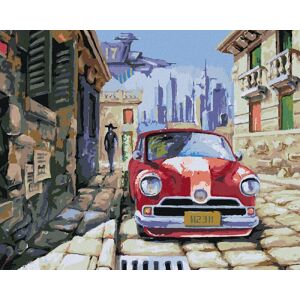 zuty Červené auto, 80 × 100 cm, plátno napnuté na rám zuty Červené auto, 80 × 100 cm, plátno napnuté na rám