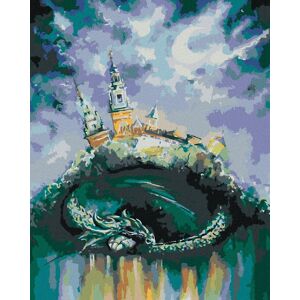 zuty Drak spiaci pod zámkom, 80×100 cm, vypnuté plátno na rám zuty Drak spiaci pod zámkom, 80×100 cm, vypnuté plátno na rám