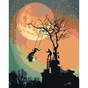 zuty Halloween a úplnok, 80 × 100 cm, plátno napnuté na rám zuty Halloween a úplnok, 80 × 100 cm, plátno napnuté na rám