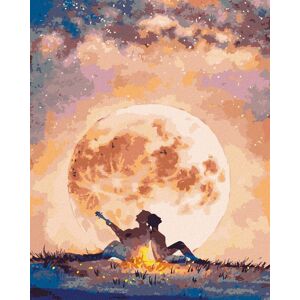 zuty Chlapec s gitarou a dievčaťom pod mesiacom, 80 × 100 cm, bez rámu a bez napnutia plátna zuty Chlapec s gitarou a dievčaťom pod mesiacom, 80 × 100 cm, bez rámu a bez napnutia plátna