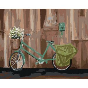 zuty Bicykel s košíkom kvetín, 80 × 100 cm, bez rámu a bez vypnutia plátna zuty Bicykel s košíkom kvetín, 80 × 100 cm, bez rámu a bez vypnutia plátna