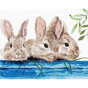 zuty Králiky pri plote, 40 × 50 cm, plátno napnuté na rám zuty Králiky pri plote, 40 × 50 cm, plátno napnuté na rám