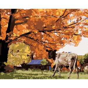 zuty Krava pod stromom, 40 × 50 cm, plátno napnuté na rám zuty Krava pod stromom, 40 × 50 cm, plátno napnuté na rám