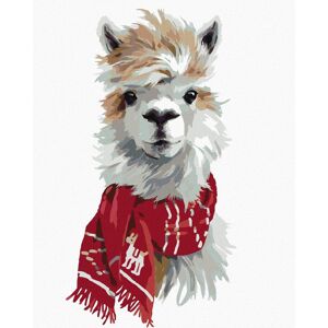 zuty Lama s červeným šálom, 40 × 50 cm, plátno napnuté na rám zuty Lama s červeným šálom, 40 × 50 cm, plátno napnuté na rám
