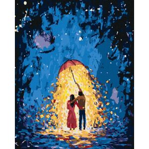 zuty Milenci so žiariacim dáždnikom, 80×100 cm, bez rámu a bez vypnutia plátna zuty Milenci so žiariacim dáždnikom, 80×100 cm, bez rámu a bez vypnutia plátna