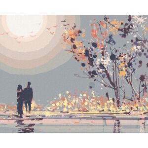 zuty Pár pri sledovaní západu slnka, 40 × 50 cm, plátno napnuté na rám zuty Pár pri sledovaní západu slnka, 40 × 50 cm, plátno napnuté na rám