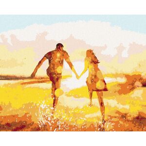 zuty Pár utekajúci proti slnku, 40×50 cm, bez rámu a bez vypnutia plátna zuty Pár utekajúci proti slnku, 40×50 cm, bez rámu a bez vypnutia plátna