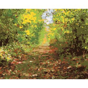zuty Pešia ulička v lese, 80×100 cm, vypnuté plátno na rám zuty Pešia ulička v lese, 80×100 cm, vypnuté plátno na rám