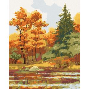 zuty Jesenný les na jazere, 80 × 100 cm, bez rámu a bez napnutia plátna zuty Jesenný les na jazere, 80 × 100 cm, bez rámu a bez napnutia plátna
