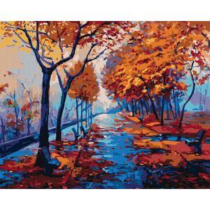 zuty Jesenný lesopark s prázdnymi lavičkami, 80×100 cm, bez rámu a bez vypnutia plátna zuty Jesenný lesopark s prázdnymi lavičkami, 80×100 cm, bez rámu a bez vypnutia plátna
