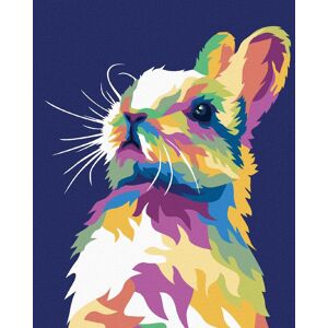 zuty Pop-art králik na modrom pozadí, 80×100 cm, bez rámu a bez vypnutia plátna zuty Pop-art králik na modrom pozadí, 80×100 cm, bez rámu a bez vypnutia plátna