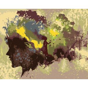 zuty Silueta ženy v lese, 40×50 cm, bez rámu a bez vypnutia plátna zuty Silueta ženy v lese, 40×50 cm, bez rámu a bez vypnutia plátna