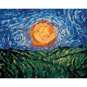 zuty Slnko na oblohe podľa Van Gogha, 80 × 100 cm, plátno napnuté na rám zuty Slnko na oblohe podľa Van Gogha, 80 × 100 cm, plátno napnuté na rám