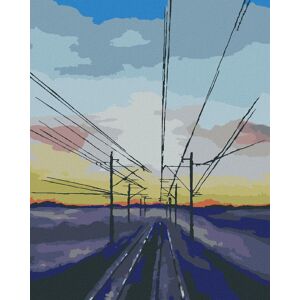 zuty Zapadajúce slnko nad vlakovými koľajami, 80×100 cm, bez rámu a bez vypnutia plátna zuty Zapadajúce slnko nad vlakovými koľajami, 80×100 cm, bez rámu a bez vypnutia plátna