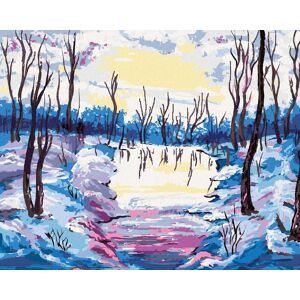 zuty Zimný les s výhľadom na rieku, 80 × 100 cm, plátno napnuté na rám zuty Zimný les s výhľadom na rieku, 80 × 100 cm, plátno napnuté na rám