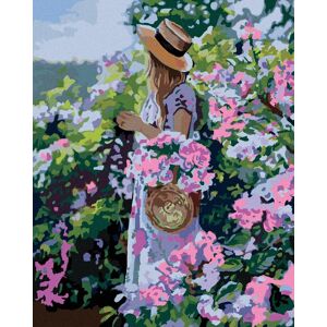 zuty Žena v klobúku pri kvetoch, 40×50 cm, vypnuté plátno na rám zuty Žena v klobúku pri kvetoch, 40×50 cm, vypnuté plátno na rám