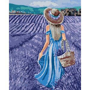 zuty Žena v modrých šatách v levanduľovom poli, 80×100 cm, bez rámu a bez vypnutia plátna zuty Žena v modrých šatách v levanduľovom poli, 80×100 cm, bez rámu a bez vypnutia plátna
