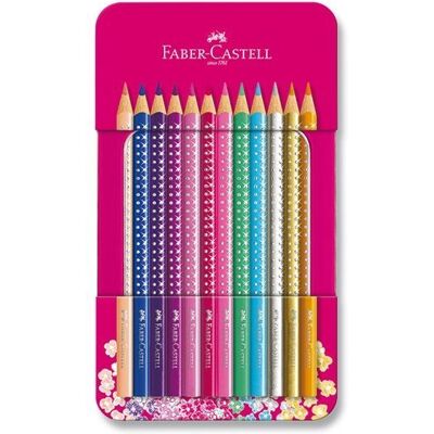 Pastelky Faber-Castell Sparkle v dizajnovej plechovej dóze, 12 farieb Pastelky Faber-Castell Sparkle v dizajnovej plechovej dóze, 12 farieb