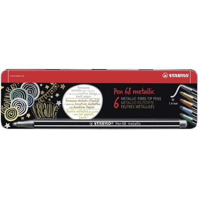 STABILO Pen 68 metallic, 6 ks, kovové puzdro STABILO Pen 68 metallic, 6 ks, kovové puzdro