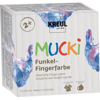 KreulL „Mucki" Súprava prstových farieb blýskavé farby, 4 farby KreulL „Mucki" Súprava prstových farieb blýskavé farby, 4 farby